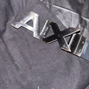 Armani Exchange Black Belt with Metallic Logo Buckle